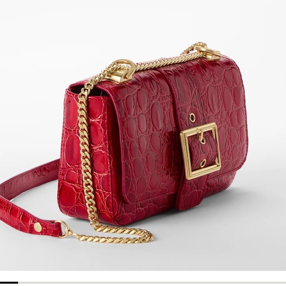 Brahmin NWT Rosa Sriracha Vanderbilt Red Croc-Embossed Crossbody & Dustbag - Picture 3 of 9